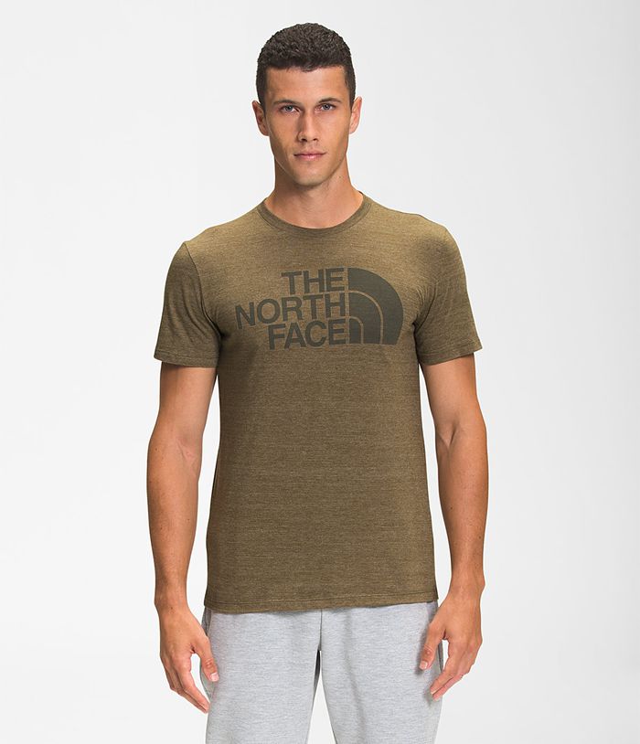 The North Face Short Sleeve Half Dome Tri-Blend Mens T-Shirts Olive 821695-QCX